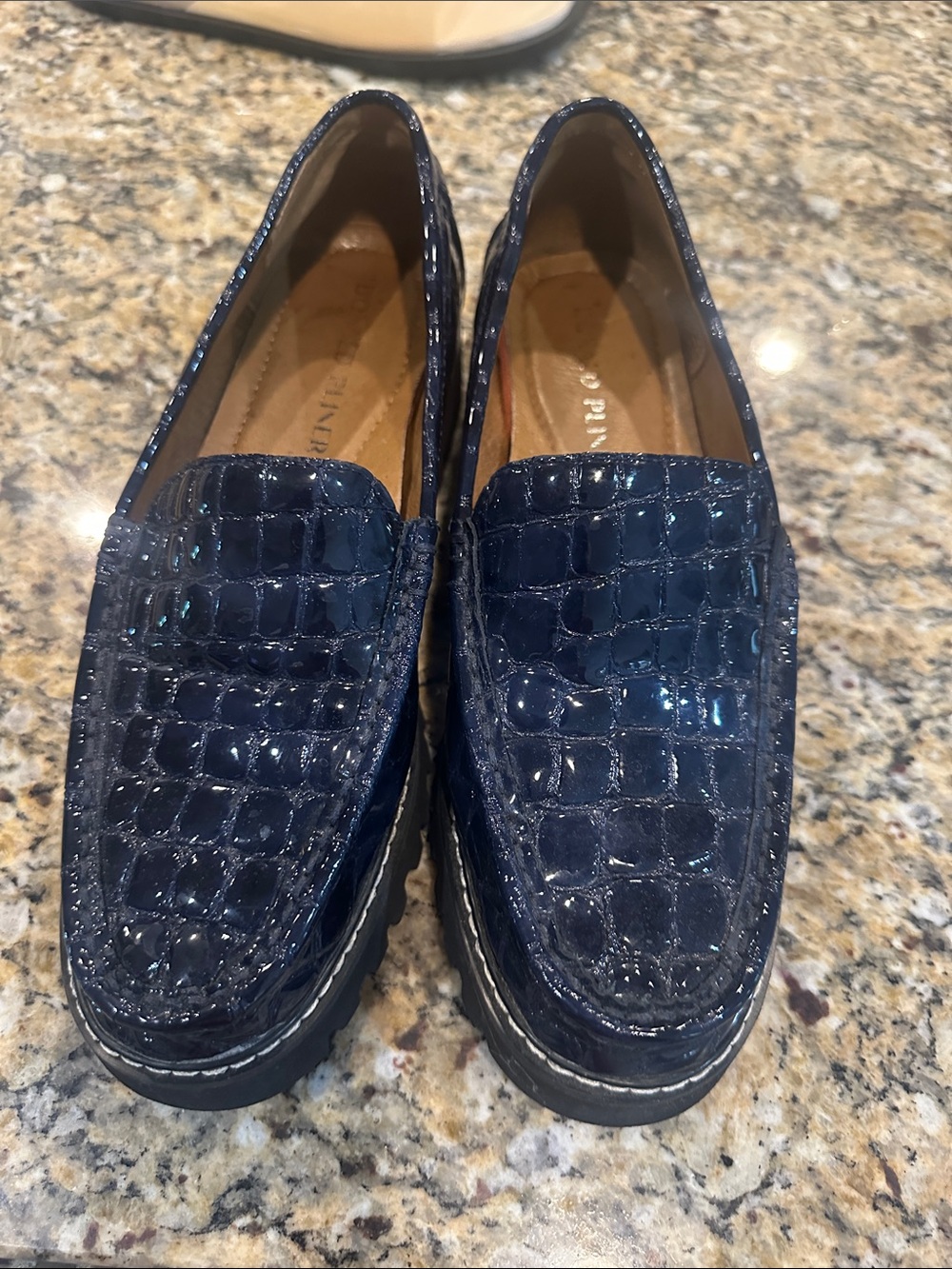 Donald J. Pliner Women's Navy Croc-Embossed Patent Loafers